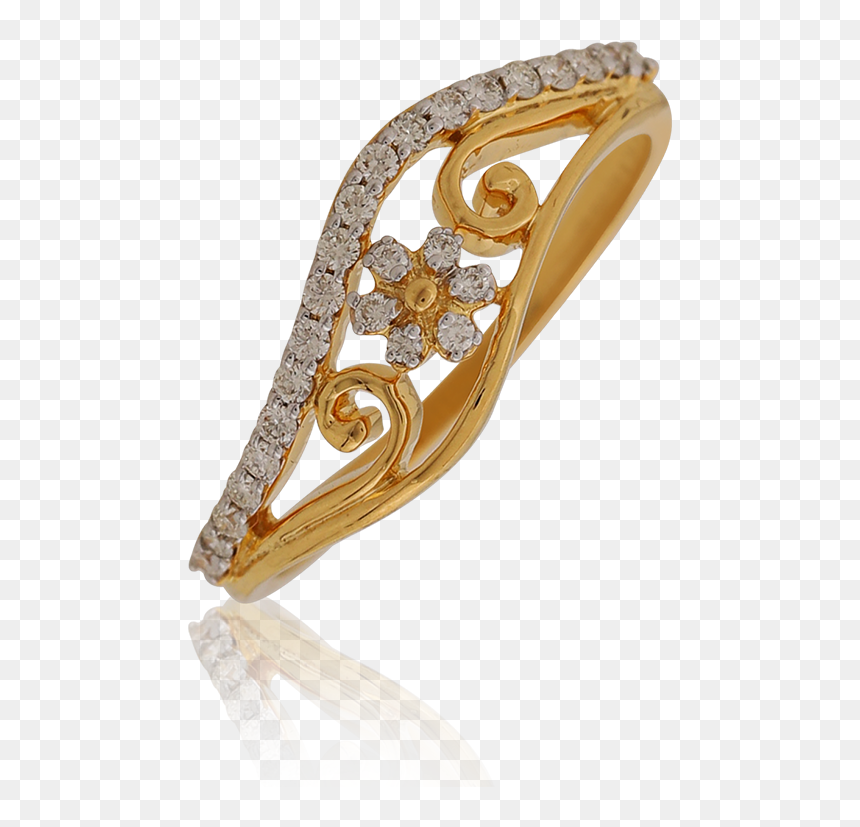 Delightful Swirl Bloom Diamond Ring - Diamond, HD Png Download - gold swirls png