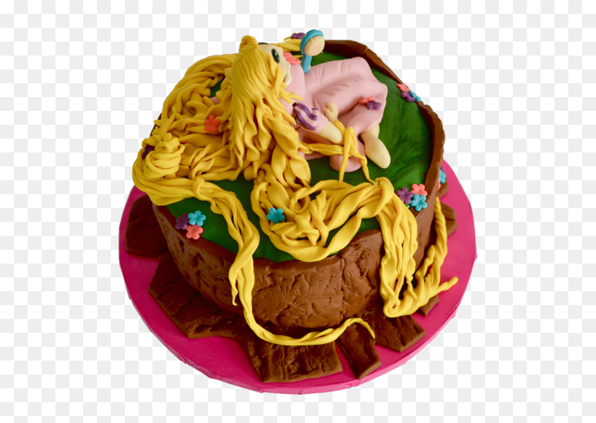 Rapunzel Chocolate Birthday Cake With Edible Rapunzel - Rapunzel Chocolate Cake, HD Png Download - chocolate birthday cake png