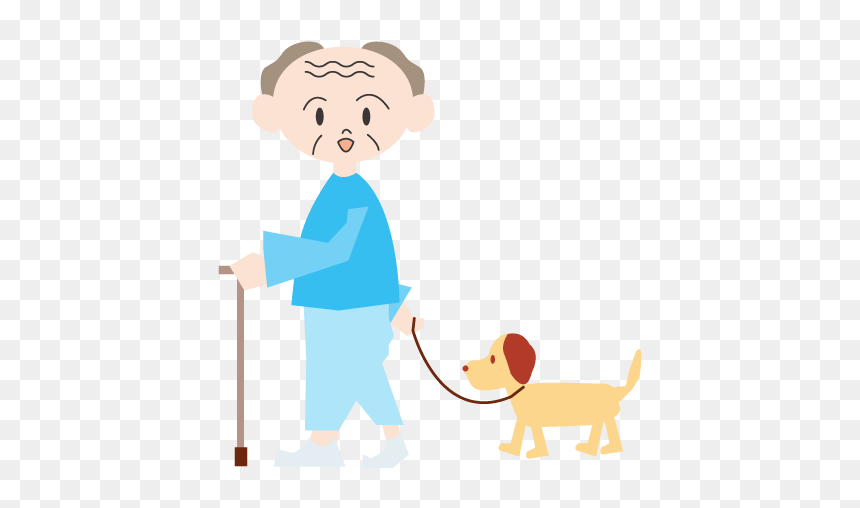 Dog And Grandpa Cartoon, HD Png Download - family walking png