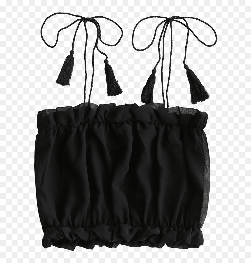 Dropshipping Tied Straps Frills Cropped Summer Ladies - Handbag, HD Png Download - ladies purse png