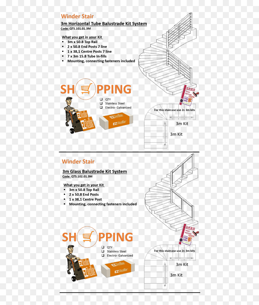 Winder Stair Handrail Kit - Delivery Man, HD Png Download - staircase png