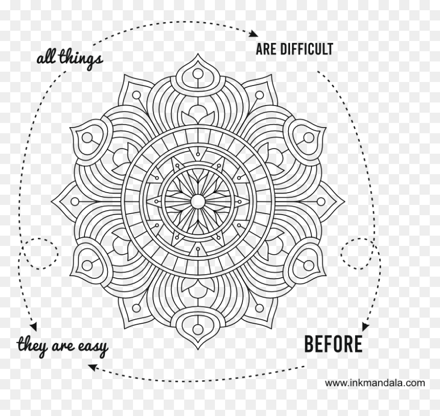 Mandala Easy All Things Are Difficult Before They Are - Circle, HD Png Download - all the things png