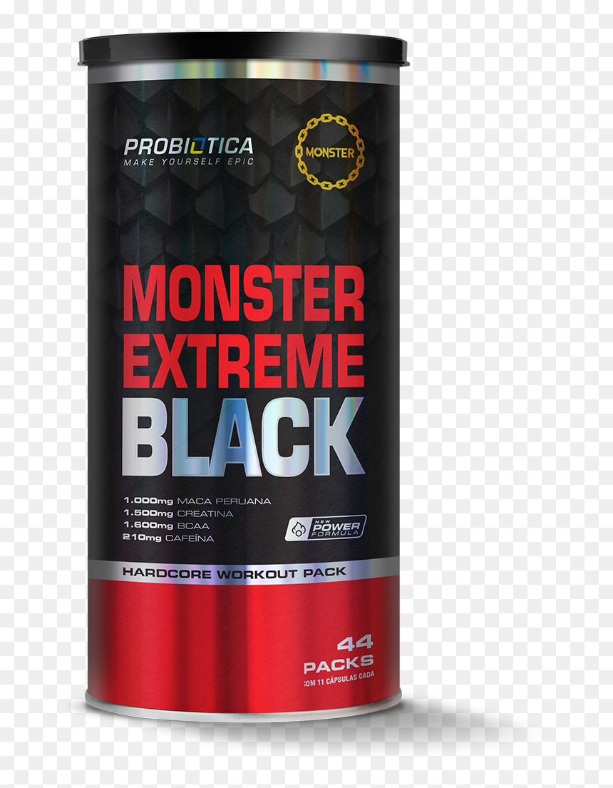 Monster Extreme Black 44 Packs Probiótica, HD Png Download - monster can png