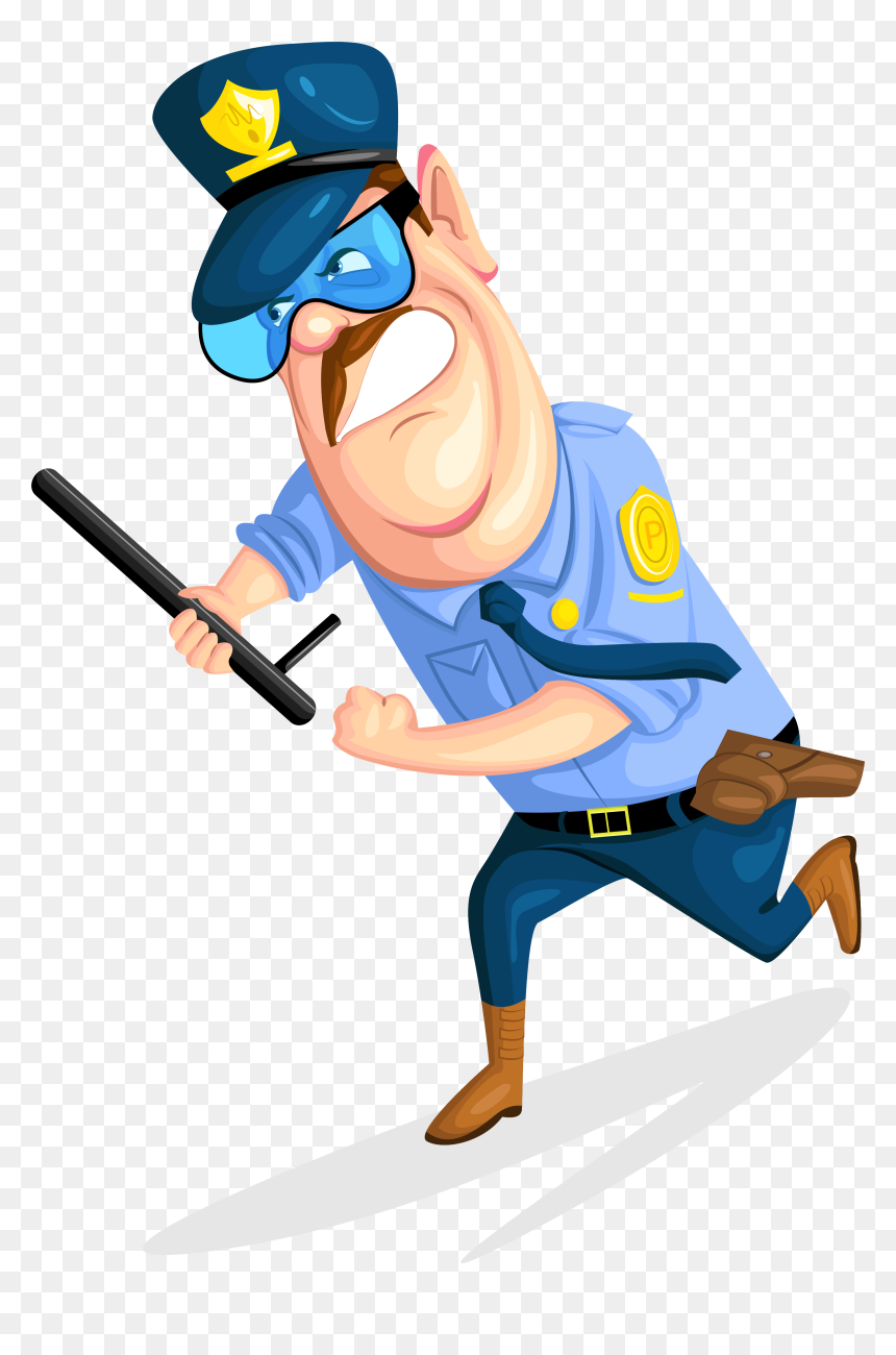 Cartoon Guard Police Officer Batons Guards - Security Guard Cartoon Png, Transparent Png - security guard png