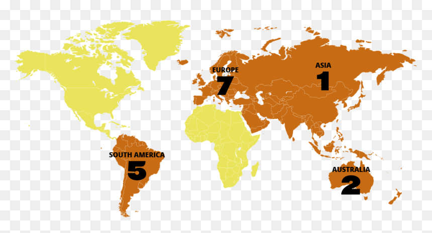 15 Strategic Partner Locations On 4 Continents - Continents Map Png Transparent, Png Download - continents png