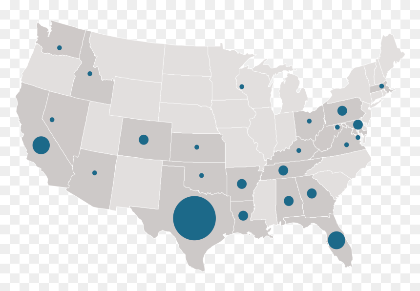 Map Of Uteach Programs - Farms In The Us 2019, HD Png Download - texas map png