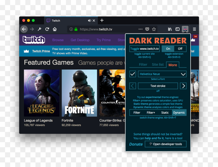 Dark Reader Dynamic Theme Mode - Twitch.tv, HD Png Download - tv static png