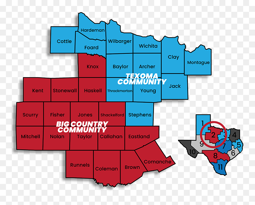 Texas Region - Big Country Texas Counties, HD Png Download - texas map png