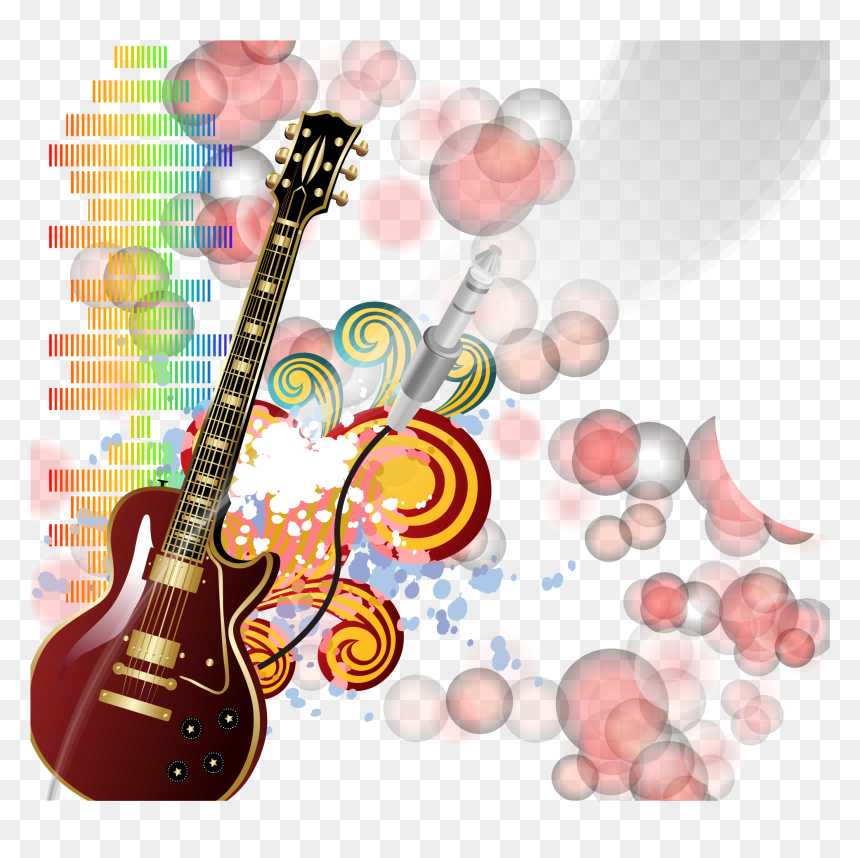Sound Pink Microphone Guitar Vector Acoustic Clipart - Acoustic Guitar, HD Png Download - sound wave vector png