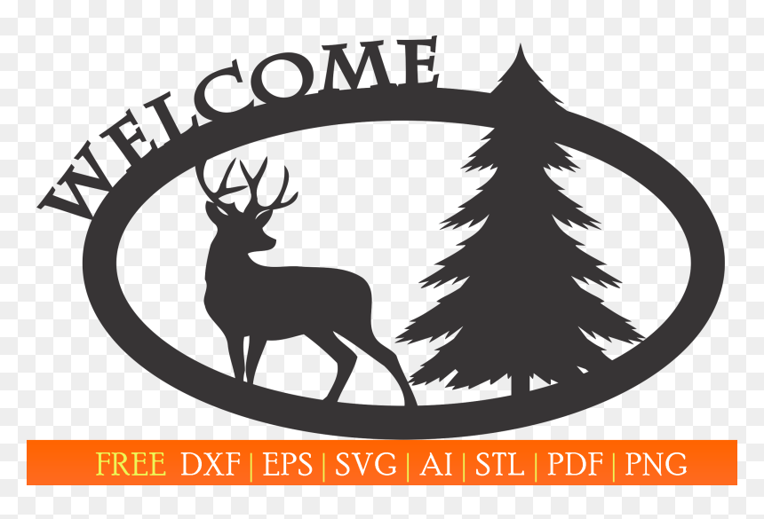 Welcome Sign With A Deer And A Pine - Sheepdog Statue, HD Png Download - welcome sign png