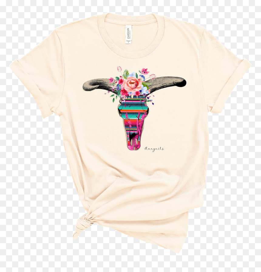 Floral Cow Skull - Smile, HD Png Download - cow skull png
