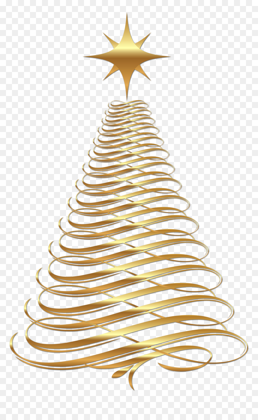 Library Of Christmas Tree Free Image Transparent Library - Gold Christmas Clipart, HD Png Download - modern christmas tree png
