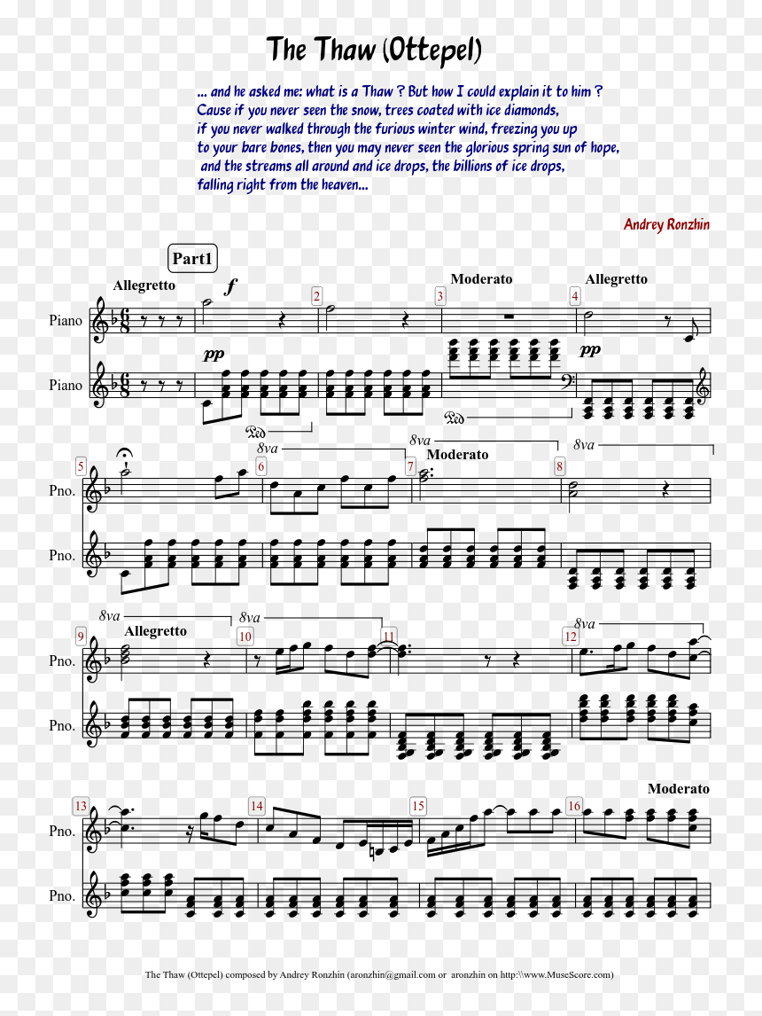 The Thaw Sheet Music Composed By Andrey Ronzhin 1 Of - Sheet Music, HD Png Download - diamonds falling png