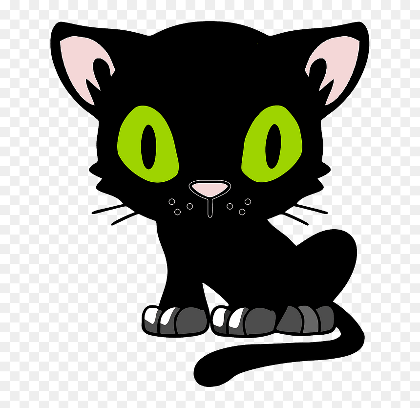 Cartoon Black Cat Clipart - Cat, HD Png Download - cat .png