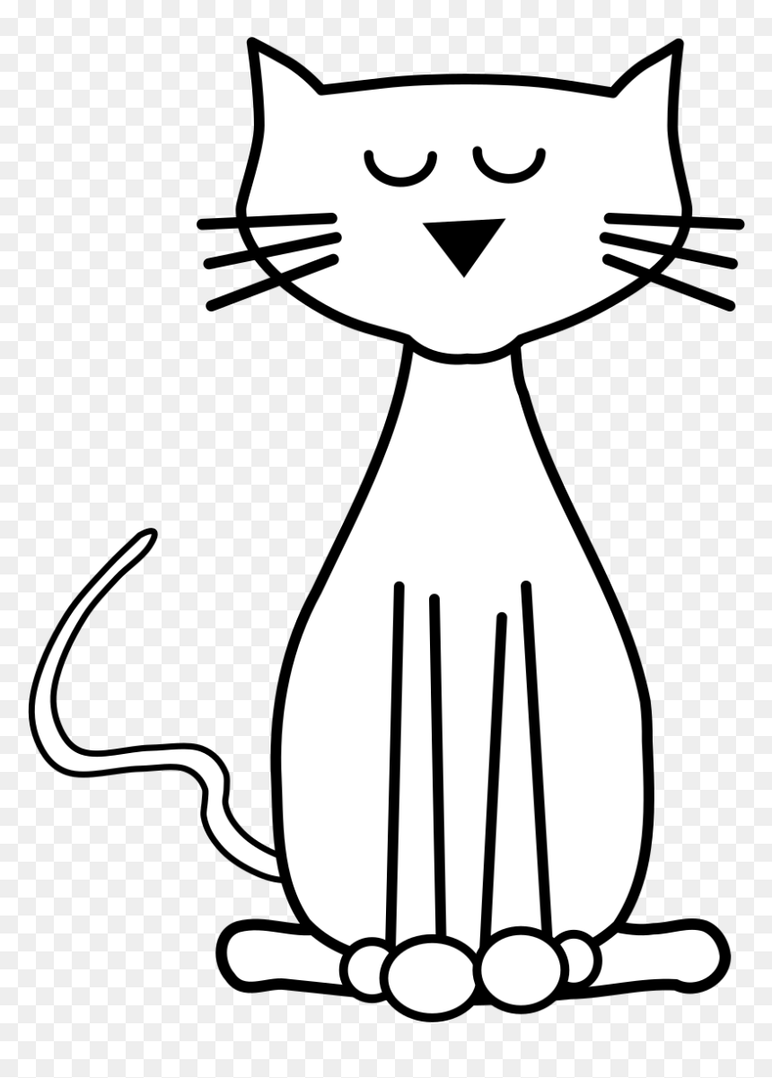 Cat Black And White Cartoon, HD Png Download - cat .png