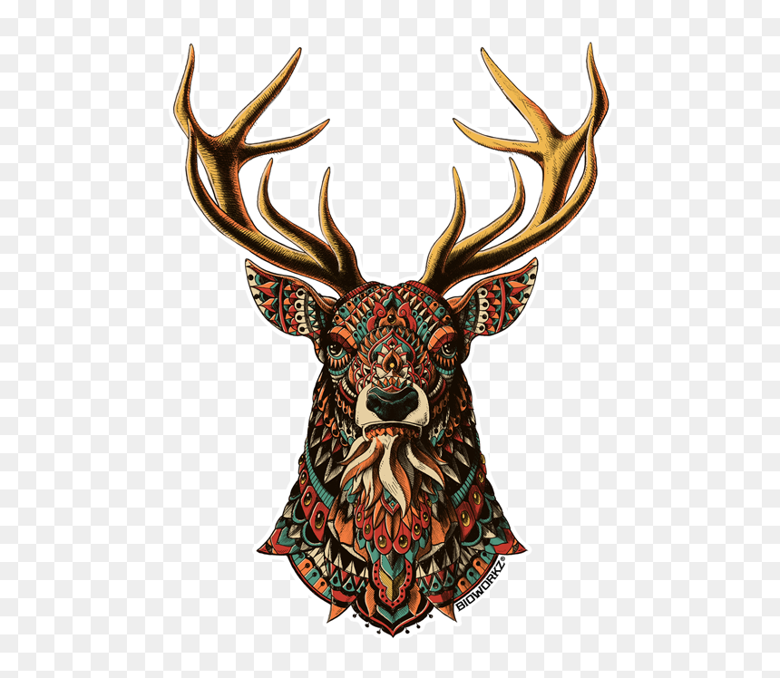 Ornate Buck Sticker - Deer Bioworkz, HD Png Download - buck png