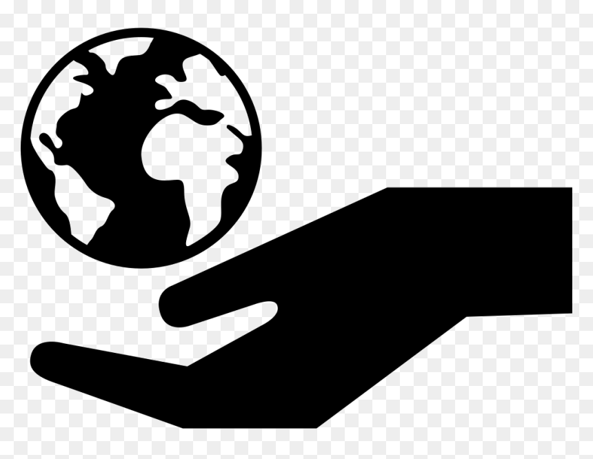 Graphic Library Library World On A Hand Png Icon Free - Earth Logo Black And White, Transparent Png - world png icon