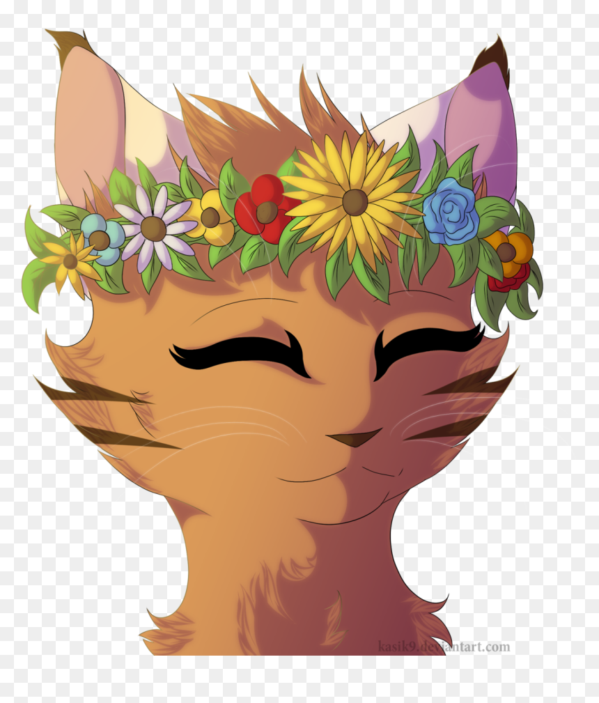 Flower Crowns Are Pretty By Kasik9-d8w38lb - Cat Flower Crown Art, HD Png Download - snapchat flower crown png