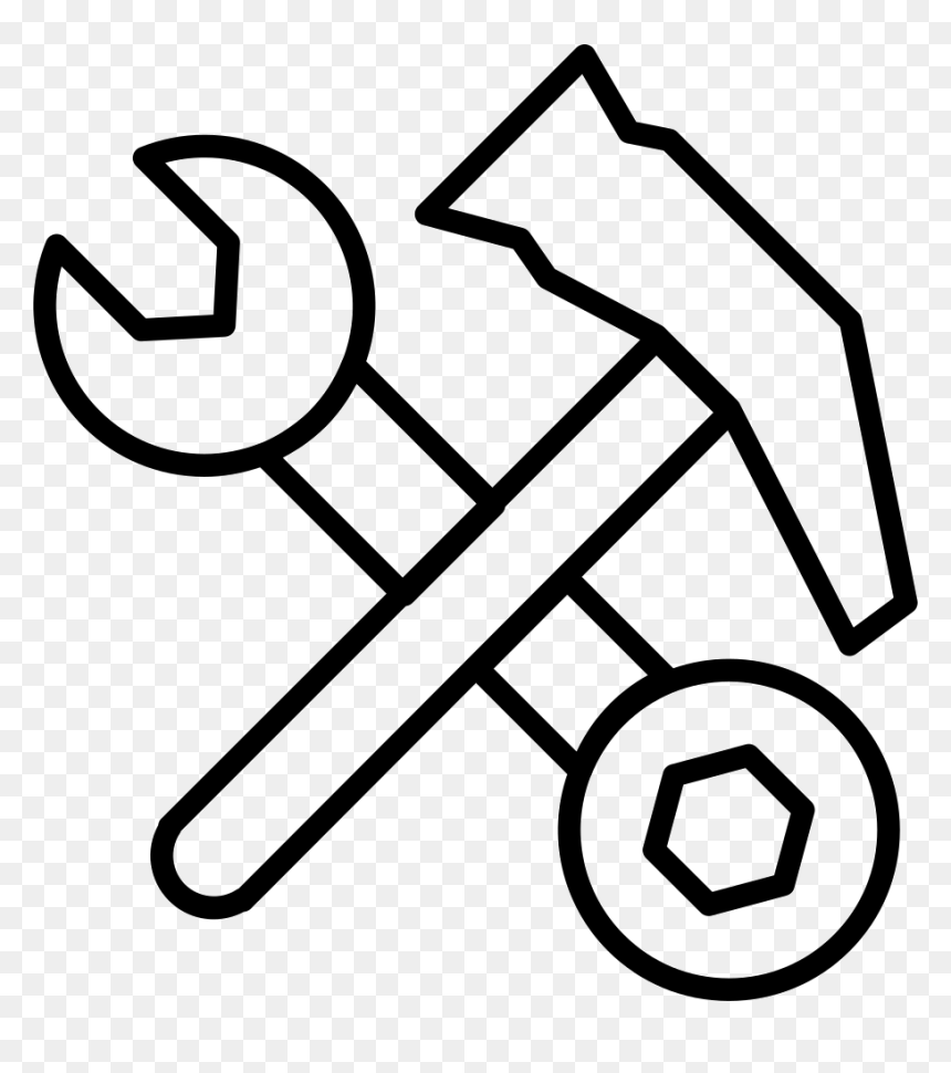 Hammer And Double Sided Wrench Tools Outlines - Tools Outline Png, Transparent Png - double sided arrow png