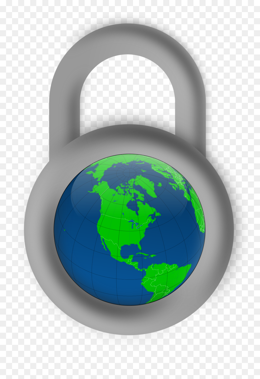 Secure About The World Clip Arts - World Map With Lock, HD Png Download - world png icon