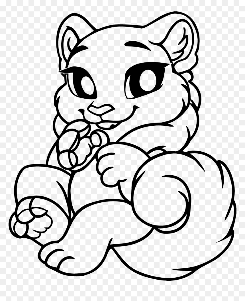 Chibi Big Cat - Fluffy Moth Lineart Ftu, HD Png Download - cat .png