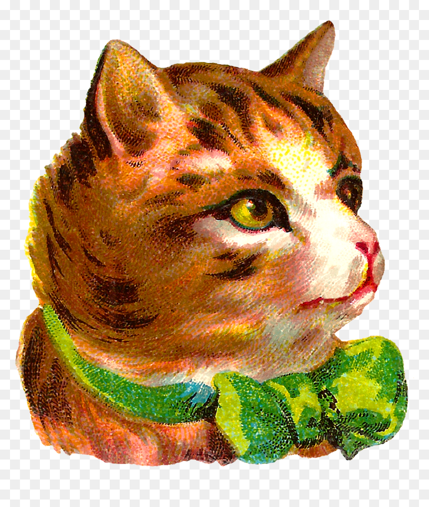 Cat Pet Animal Antique Image Transfer Illustration - Clip Art, HD Png Download - cat .png