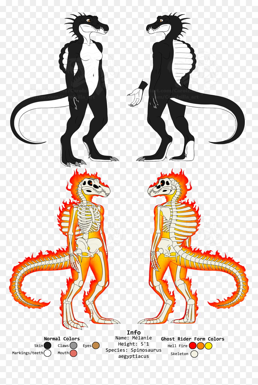 Spino Anthro And Ghost Rider Ref Sheet - Anthro Spinosaurus, HD Png Download - ghost rider png