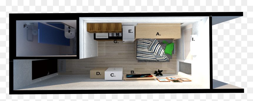 Horizontal Murphy Bed B - Plywood, HD Png Download - living room png