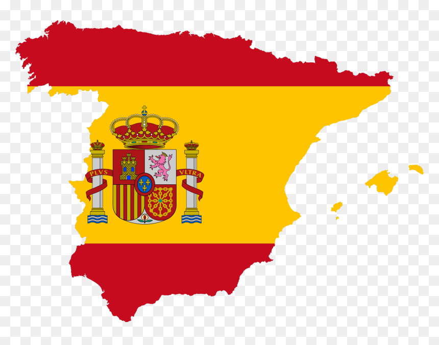 Spain Flag Map Plus Ultra - Language Is Spoken In Spain, HD Png Download - spain flag png