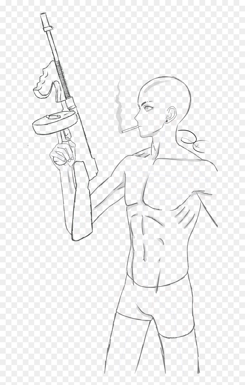Line Art, HD Png Download - tommy gun png