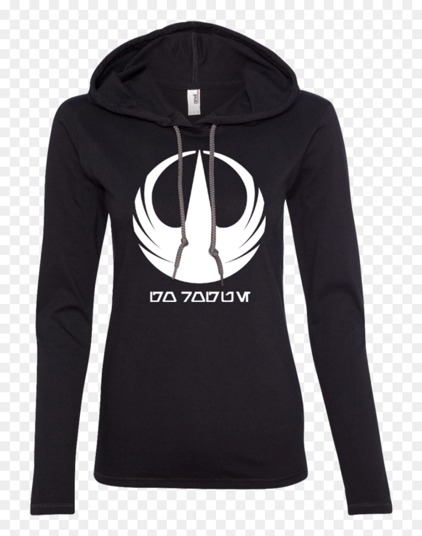 Rogue One White Logo Ladies Ls T-shirt Hoodie , Png - T-shirt, Transparent Png - rogue one logo png