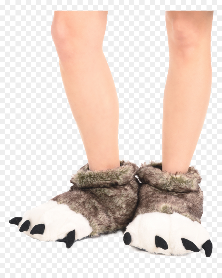Paw Slipper - Slip-on Shoe, HD Png Download - wolf paw png