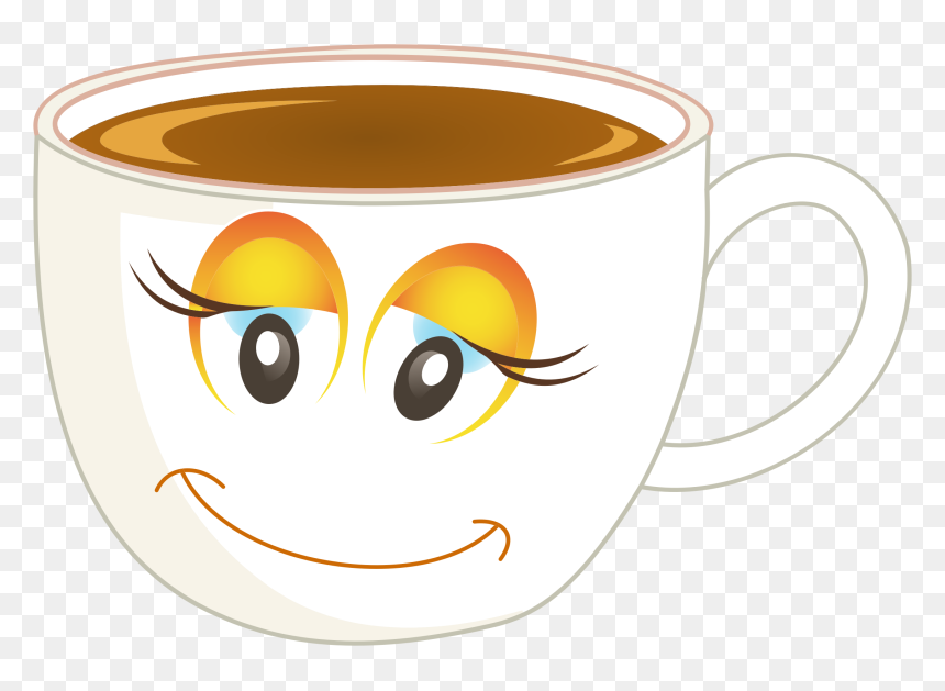 Anthropomorphic Happy Female Cup - Clip Art Morning Tea, HD Png Download - coffee emoji png