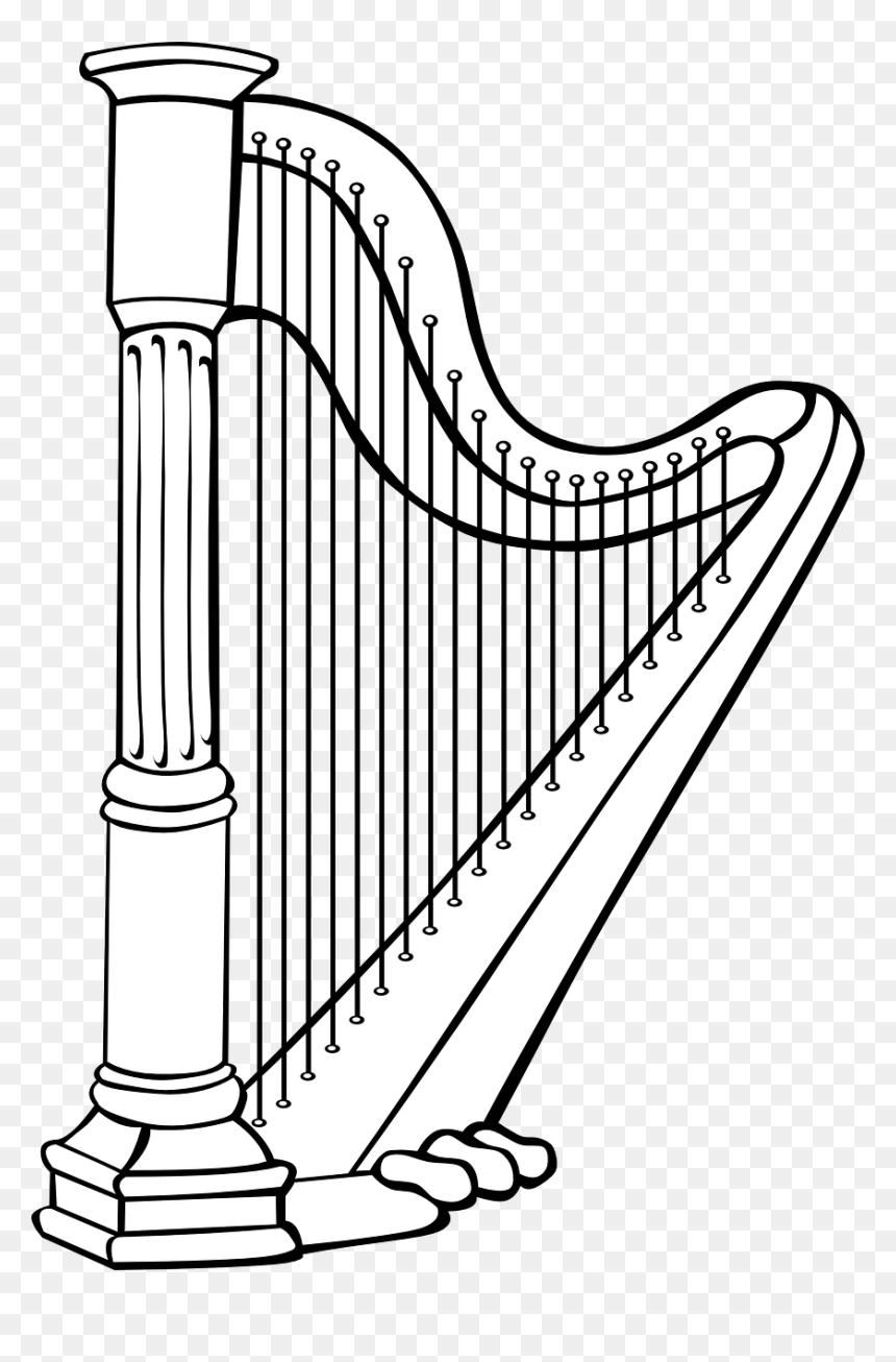 Harp Clipart Black And White, HD Png Download - harp png