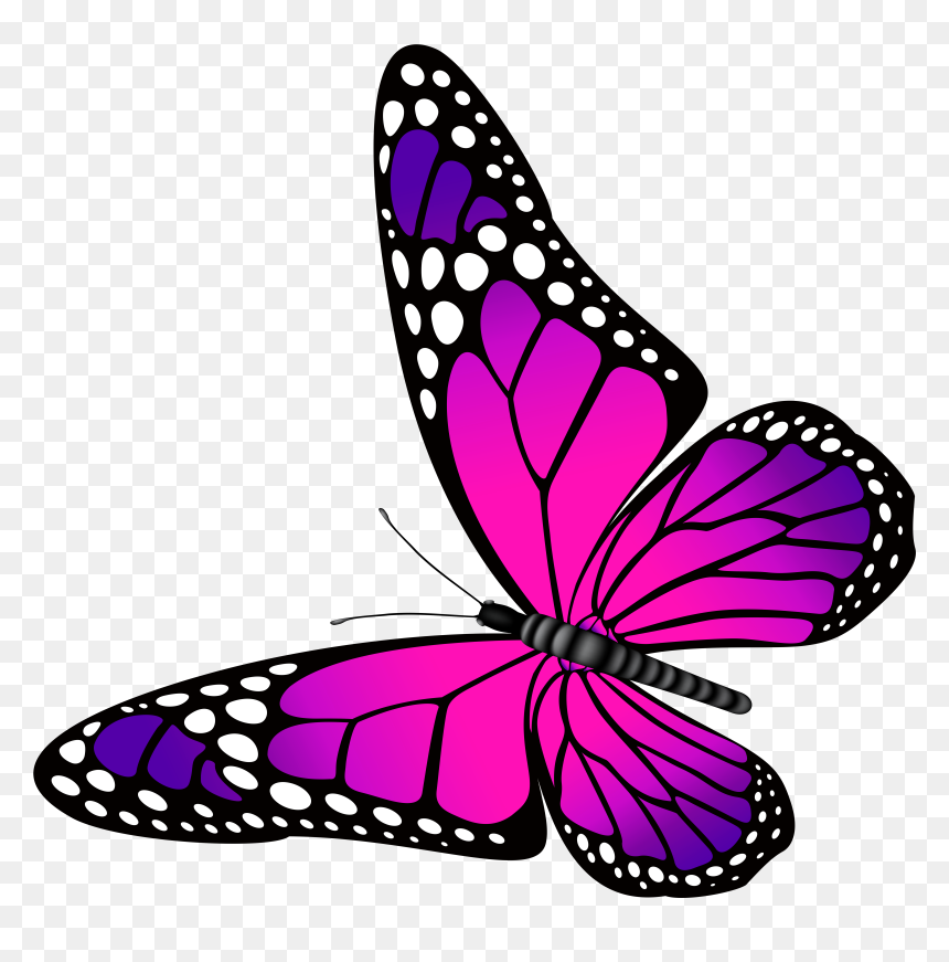 Butterfly Pink And Purple Transparent Png Clip Art, Png Download - purple butterfly png