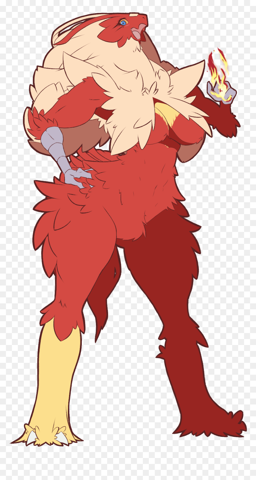 Pokémon Red And Blue Red Fictional Character Chicken - Pokemon Female Blaziken Fan Art, HD Png Download - blaziken png