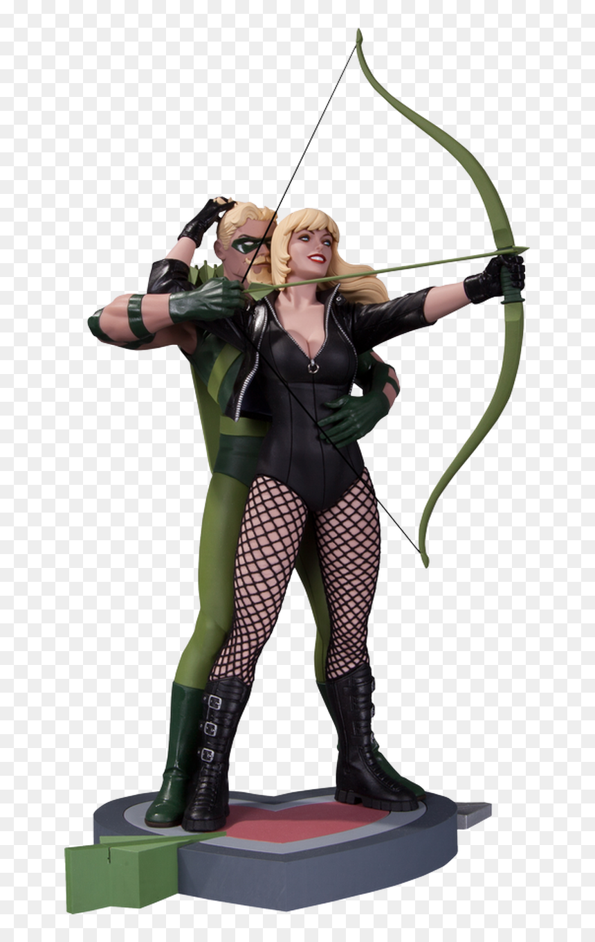 Green Arrow & Black Canary Statue-dccaug150310 - Arrow And Black Canary Statue, HD Png Download - black canary png
