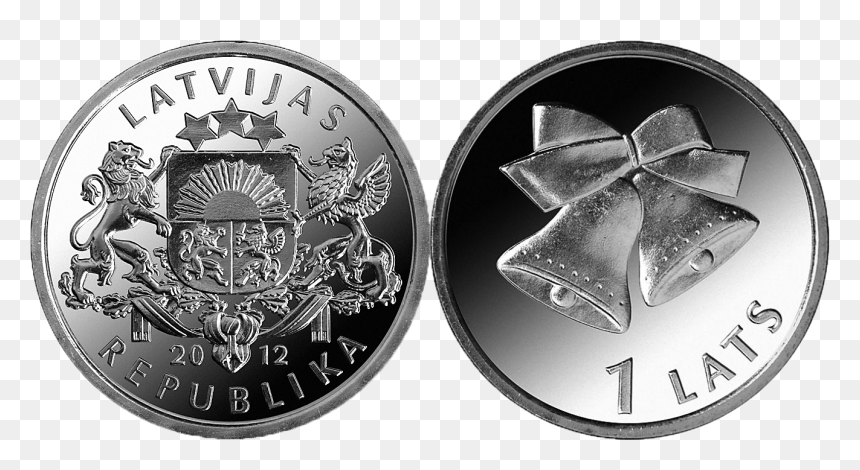 1 Lats Christmas Bells - Hedgehog Coins Latvia, HD Png Download - christmas bells png
