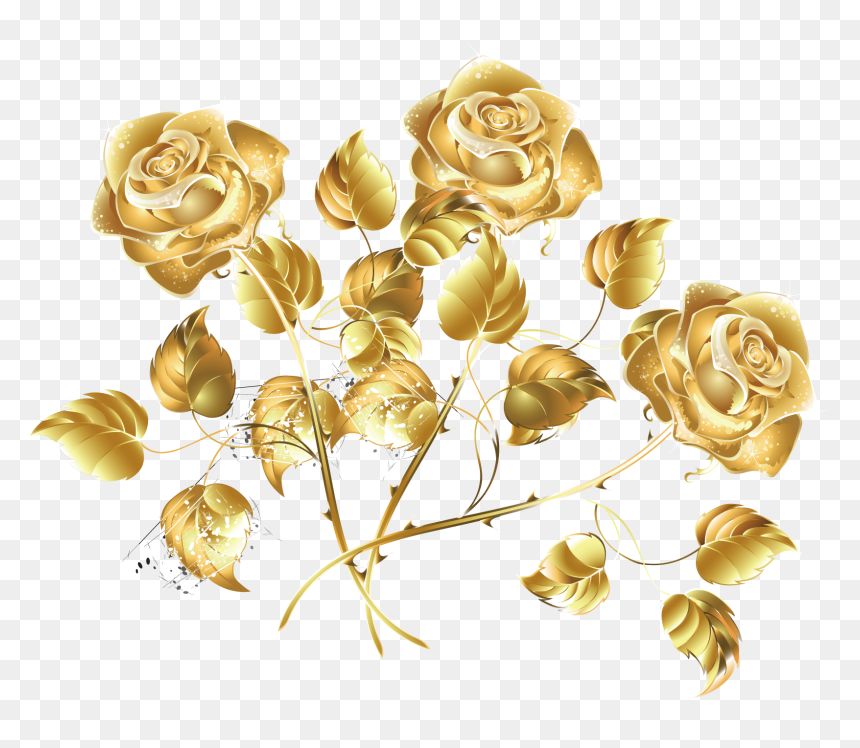 Golden Creative Sea Rose Download Hd Png Clipart - Golden Roses Png, Transparent Png - yellow roses png