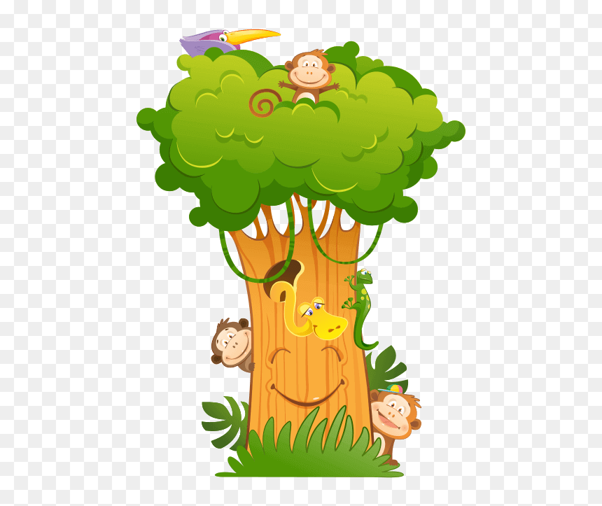 Kids Sticker Png, Transparent Png - jungle tree png