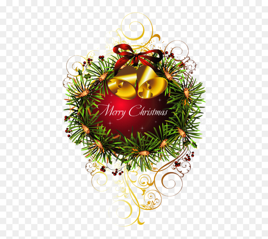 Red Christmas Transparent Ball With Bells View - Merry Christmas On Ball, HD Png Download - christmas bells png