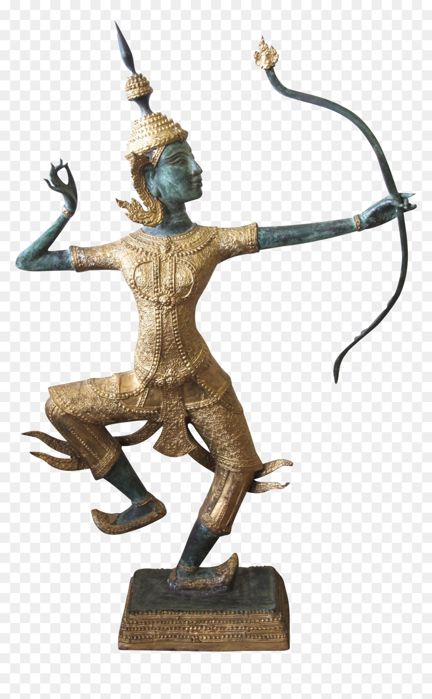 Thai Prince Rama Bronze Garden Statue Oriental Design - Bronze Sculpture, HD Png Download - statue of liberty silhouette png