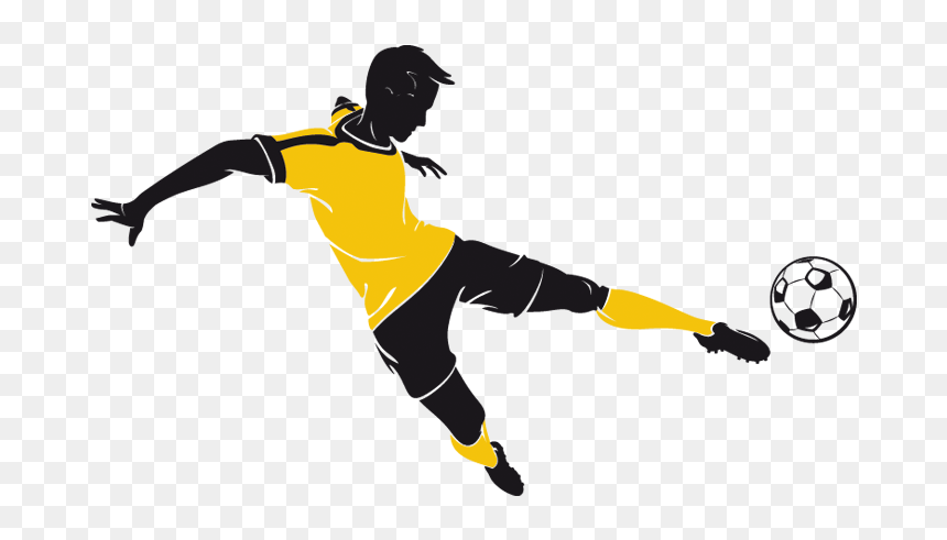 Footballer Silhouette Black And Yellow, HD Png Download - football player silhouette png