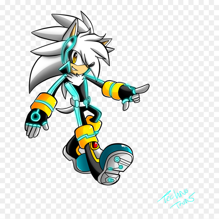 Tron Silver Walking By Techno Tron-d5yem8e - Knuckles The Echidna Silver The Hedgehog, HD Png Download - tron png