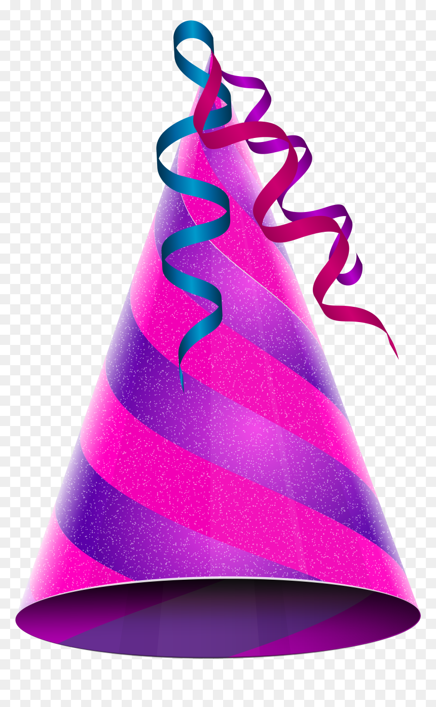 Birthday Party Hat Purple Pink Png Clip Art Imageu200b - Transparent Background Birthday Cap, Png Download - party blower png