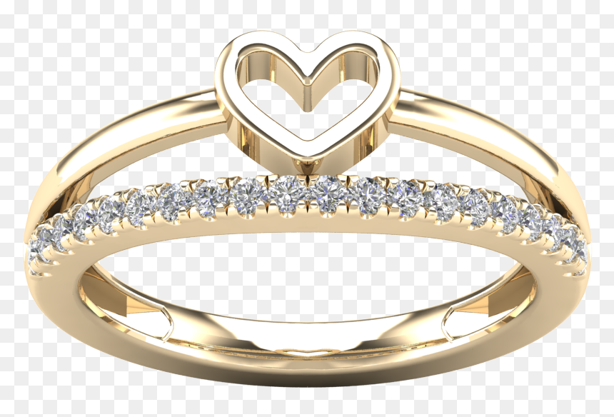 24 Ct Heart Two Lines Ladies Ring In 14k Gold - Engagement Ring, HD Png Download - gold lines png