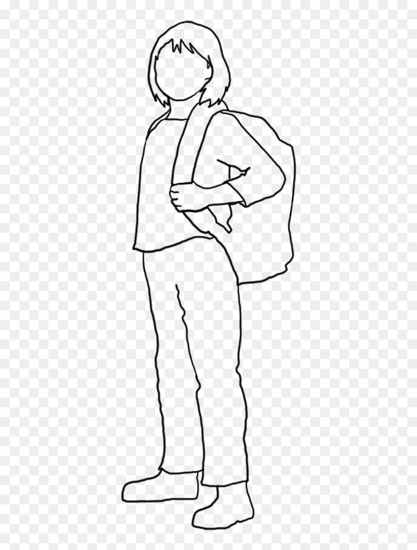 Black Stroke Silhouette School Girl - Drawing Of A School Girl, HD Png Download - book silhouette png