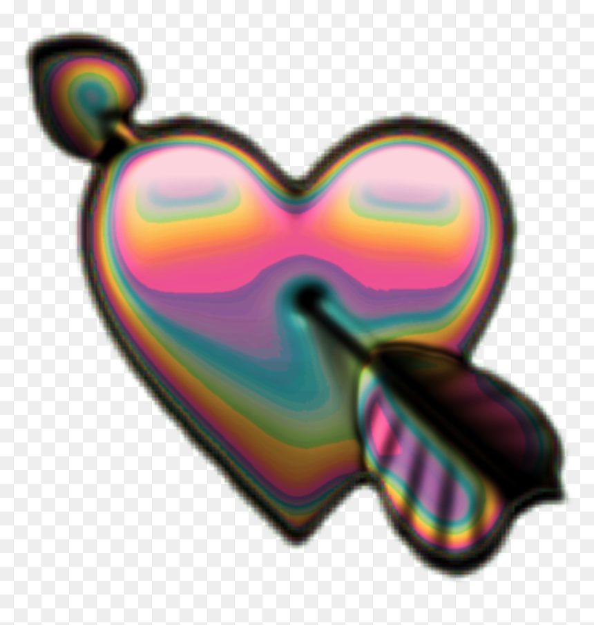 #holo #holographic #heart #hearts #arrow #emoji #iridescent - Broken Heart Emoji Holigraphic, HD Png Download - heart arrow png
