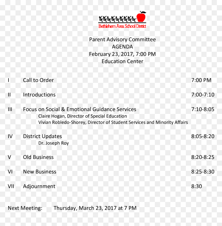 Parent Advisory Committee Agenda Main Image - Bethlehem Area School District, HD Png Download - parental advisory png white