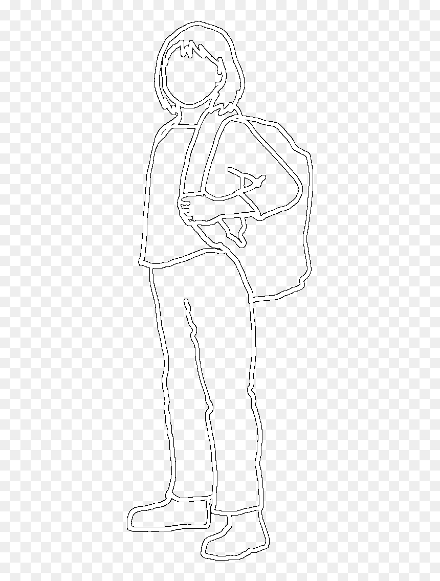 Silhouette Of School Girl - Line Art, HD Png Download - book silhouette png
